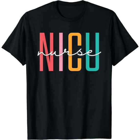 NICU Nurse ICU Neonatal Boho Rainbow Team Tiny Humans Retro T-Shirt