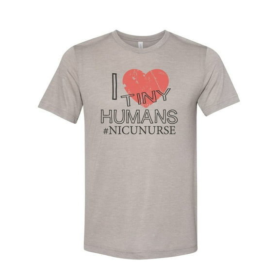 "NICU Nurse Shirt, I Love Tiny Humans, Nurse Shirt, Soft Bella Canvas, Womens Nurse Shirt, NICU Nurse Gift, Nursing, Nurse, Gift For Nurse, Heather Stone, LARGE"