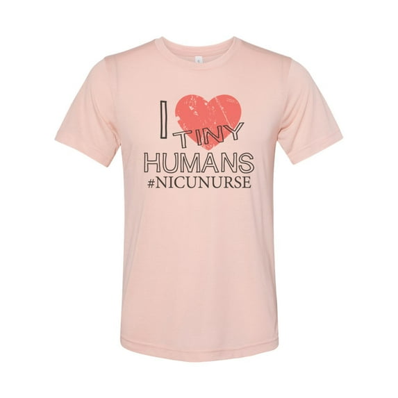 "NICU Nurse Shirt, I Love Tiny Humans, Nurse Shirt, Soft Bella Canvas, Womens Nurse Shirt, NICU Nurse Gift, Nursing, Nurse, Gift For Nurse, Peach, LARGE"