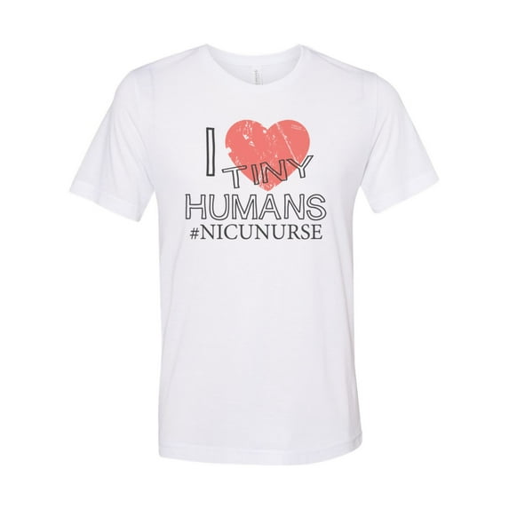 "NICU Nurse Shirt, I Love Tiny Humans, Nurse Shirt, Soft Bella Canvas, Womens Nurse Shirt, NICU Nurse Gift, Nursing, Nurse, Gift For Nurse, White, SMALL"
