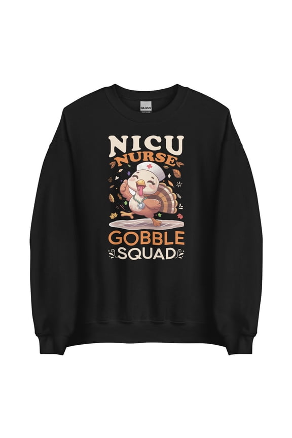 NICU Nurse Thanksgiving Sweatshirt, RN Turkey Sweatshirt, Pediatric RN Sweater (Black, S)