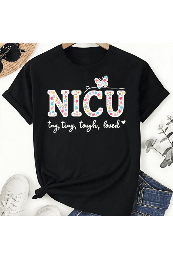 NICU Nurse Tiny Tough Loved Floral Unisex T-Shirt