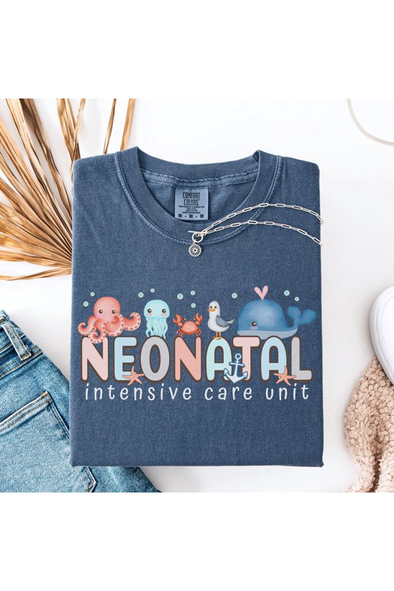 NICU Shirt Neonatal Intensive Care Unit Nurse Tee Doctor Neonatal RN Tshirt Sea Life Ocean