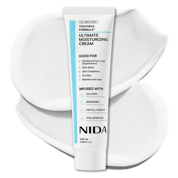 NIDA Youthful Formula Moisturizing Cream (100mL) / Collagen, Niacinamide, Centella Asiatica, Hyaluronic Acid / Wrinkles, Dark Spots, Skincare