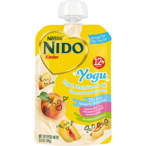 NIDO Yogu Toddler Pouch, Peach and Yogurt, 3.5 oz Pouch