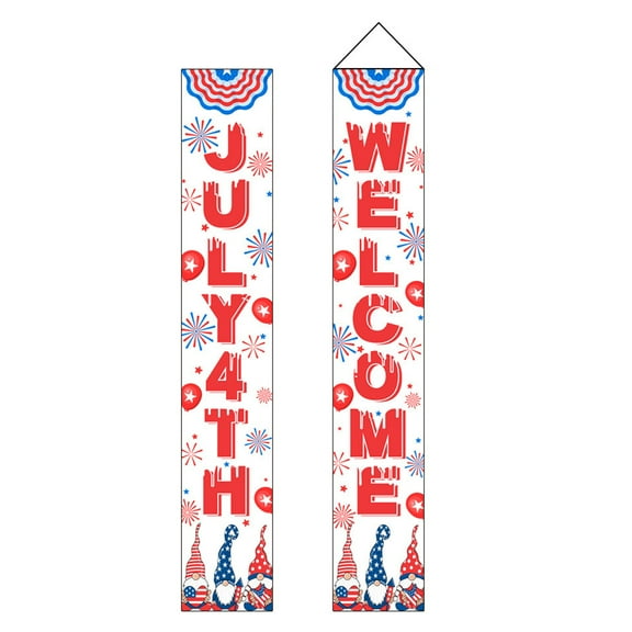 NIETEIN 4th of July Banners for Outside Porch Sign Home Patriotic Memorial Day Decor (Gnomes)