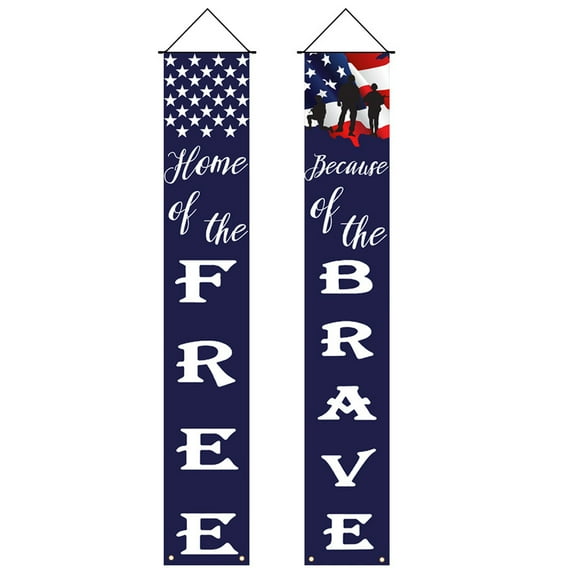 NIETEIN 4th of July Banners for Outside Porch Sign Home Patriotic Memorial Day Decor (Soldier Blue)
