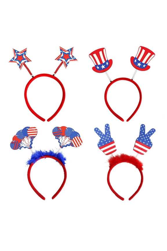 4th of July Headband Independence Day Hair Accessories Headwear for Girl 4 Pcs (Style-04)