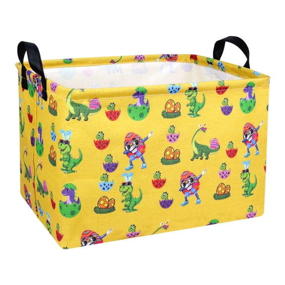 NIETEIN Easter Basket Large Personalized Dinosaur Design for Kid Yellow (1 Pack)