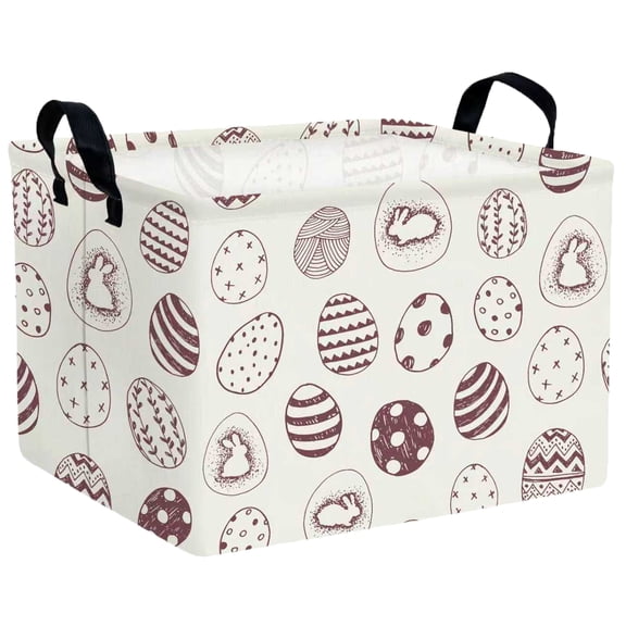 NIETEIN Cute Easter Basket Large Canvas Personalized Rabbit Design for Kids (Brown Easter Egg)