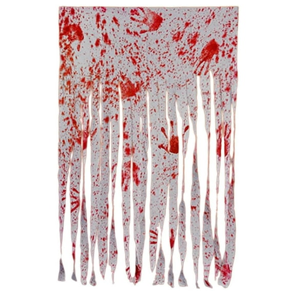 NIETEIN Halloween Door Curtain Decor, 39 × 63in Scary Gauze with Bloody Hand Prints