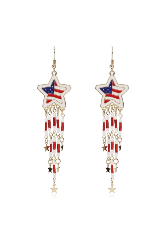 Independence Day 4th of July Country Flag Earrings for Women Jewelry Gifts (five-pointed star)