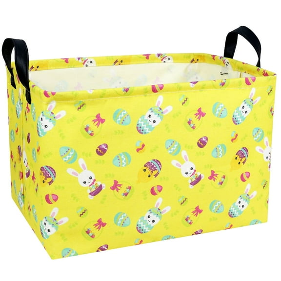 NIETEIN Yellow Large Easter Basket Personalized Rabbit Design for Kids