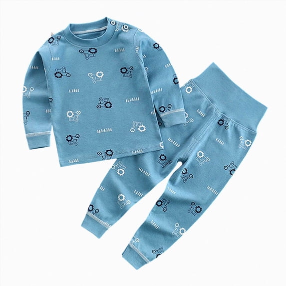 NIEWTR 0-24 Months Baby Winter Clothes Boys Girls Long Sleeve T-Shirt and Elastic Long Pants Set Soft Pajamas Newborn Gift Set Daily(A-Blue,2-3 Years)