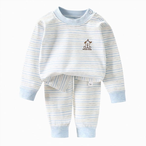 NIEWTR 0-24M 2T 3T 4T 5T 6T Toddler Fall Winter Clothes Kids Pajamas Set Cotton Snug fit Long Sleeve Loungewear 2pcs Sleepwear Set Fall Winter Pajamas & Dailywear Set(A-Blue,150)
