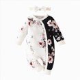 thumbnail image 1 of NIEWTR 0 3 6 9 12 18 24 Months Baby Pajamas Girls Sleepsuit Toddler Rompers Long Sleeve Crewneck Floral Print Infant One Piece Playwear Outfit(A-White,6-9 Months), 1 of 9