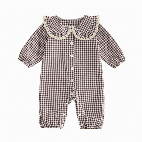 NIEWTR 0 3 Months Baby Girls Cotton Knit Romper Long Sleeve Crewneck Solid One Piece Sleepwear Fall Winter Children Gift Set(A-Coffee,6-9 Months)