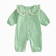 thumbnail image 1 of NIEWTR 0 3 Months Baby Girls Cotton Knit Romper Long Sleeve Crewneck Solid One Piece Sleepwear Fall Winter Children Gift Set(A-Green,9-12 Months), 1 of 7