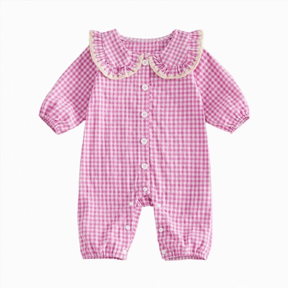 NIEWTR 0 3 Months Baby Girls Cotton Knit Romper Long Sleeve Crewneck Solid One Piece Sleepwear Fall Winter Children Gift Set(A-Pink,0-3 Months)