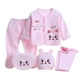thumbnail image 1 of NIEWTR 0-3m Baby Girl Boy Gifts Gift Set Baby Girl Boy s 5pcs Clothes Outfits Cotton Hat Bibs Pants Sock Set 0-3 months Gifts Layette Set, 1 of 4