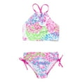 thumbnail image 1 of NIEWTR 2 Pcs Girl Swimwear Floral Tops Drawstring Bikini Bottoms Suit Girls Suit Girls Bikini New Split Water Drop Print Bikini Swimwear Beach Bathing Suit for Summer Vacation 7-8 Years Pink, 1 of 6