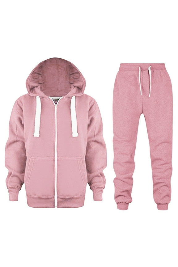 2 Piece Outfit Boys Girls Pullover Hoodies Sweatshirt Suit For Kids Tracksuit Set Fall Winter Outfits For 3-12 Years(Pink,5-6 Years)