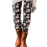 NIEWTR 2024 Women's Soft Full Length Workout Christmas Leggings Yoga Opaque Slim Pants Plus Size Funny Printed Christmas Christmas Glass Graphic Printed(L,Black)