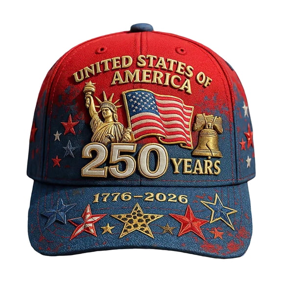 NIEWTR 250 Anniversary USA Hat Adjustable United States 250th Anniversary Hat 1776-2026 Embroidery USA Baseball Cap Men Women(A,One Size)