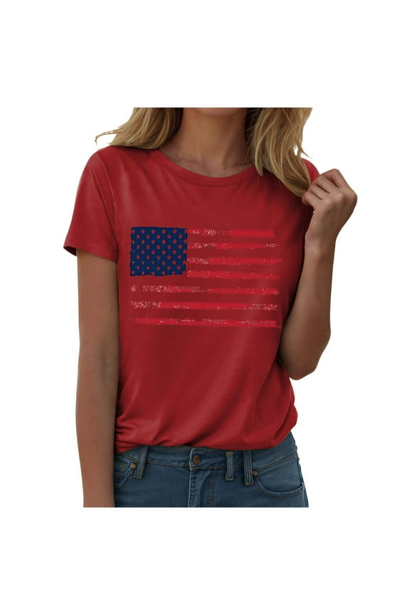 250 Years America Anniversary 4th Of July Shirts Women Ameri Can Flag Patriotic T Shirts USA Star Graphic Tee Tops USA Flag 4th of July T-Shirt (S,A242-Red)
