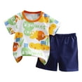 thumbnail image 1 of NIEWTR 2Pcs Baby Boy Cartoon Print Summer Outfits 3 6 12 18 24 Months 3 Years Short Sleeve T-Shirt + Elastic Shorts Gift For 18-24 Months 2t 3t 4t 5t 6t Summer Pajamas Set ,3-6 Months, 1 of 3