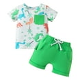 thumbnail image 1 of NIEWTR 2Pcs Baby Boy Cartoon Print Summer Outfits 3 6 12 18 24 Months 3 Years Short Sleeve Tree Print T-Shirt + Elastic Shorts Set 3 6 12 18 Months 2T Clothes Summer Pjs kids,6-12 Months, 1 of 8