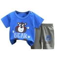 thumbnail image 1 of NIEWTR 2Pcs Baby Boy Cartoon Print Summer Outfits 3 6 12 18 24 Months 3 Years Short Sleeve Tree Print T-Shirt + Elastic Shorts Set Pajamas & Dailywear Set 18-24 Months,Blue, 1 of 4