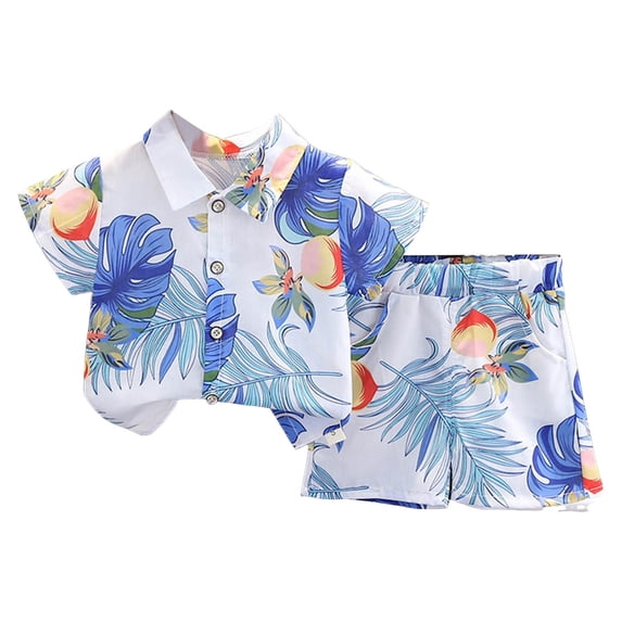 NIEWTR 2Pcs Baby Boy Cartoon Print Summer Outfits 3 6 12 18 24 Months 3 Years Short Sleeve Tree Print T-Shirt + Elastic Shorts Set Pajamas & Dailywear Set ,18-24 Months