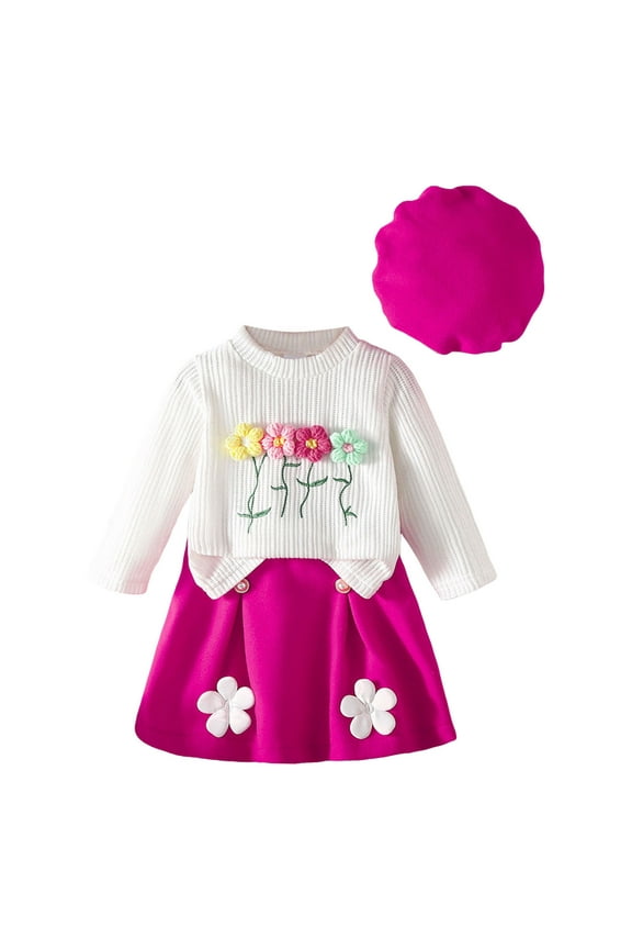 2Pcs Baby Girl Autumn Winter Fall Winter Outfits 3 6 12 18 24 Months 3 Years Long Sleeve Tree/Gesture Print T-Shirt + Pants Set Toddler Clothes Girl Gift Set,12-18 Months