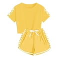 thumbnail image 1 of NIEWTR 2Pcs Summer Outfits Set for Toddler Girls – Flower Short Sleeve T-Shirt + Shorts, Perfect Gift Set Summer 2Pcs Gift Outfits Set Shorts Set Yellow 13-14 Years, 1 of 5