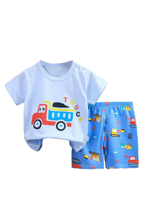 2Pcs Toddler Baby Boy Girlss Golf Outfit Short Sleeve Golf Cart Print Polo T-shirt Elastic Shorts Infant Summer Shorts Set For 1t 2t 3t 4t 5t 6t Cartoon Print 2PCS Set (Light Blue,9-18 Months)