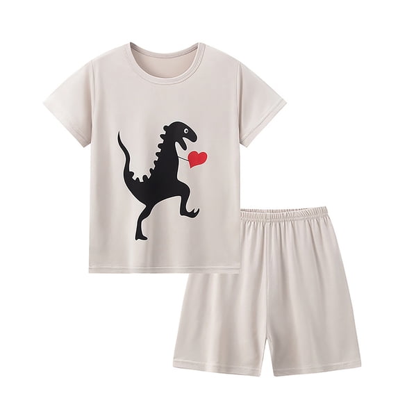 NIEWTR 2Pcs Toddler Baby Boy Girlss Outfit Short Sleeve T-shirt Elastic Shorts Elastic Shorts Set Cartoon Print 2PCS Set For 18-24 Months 2t 3t 4t 5t 6t Summer Pajamas Set ,18-24 Months