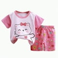 thumbnail image 1 of NIEWTR 2Pcs Toddler Baby Boy Summer Letter & Sun Pattern Short Sleeve Tops + Shorts 12-18 Months T-Shirt Tops & Shorts Sets 2Pcs For 1t 2t 3t 4t 5t 6t Pajamas & Dailywear (Pink,18-24 Months), 1 of 4
