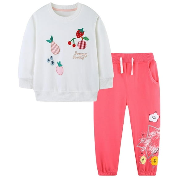 NIEWTR 2Pcs Toddler Baby Girl Clothes Contrast Color Long Sleeve Pullover Sweatshirt Tops Jogger Pants Fall Winter Outfits for 0 6 12 18 24 M 1t 2t 3t 4t 5t 6t Dailywear Set,4-5 Years