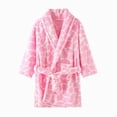 thumbnail image 1 of NIEWTR 2T 3T 4T 5T-12T Kids Pajamas Toddlers Kids Fall Winter Bathrobe Girls Boys Flannel Robe Print Button Night-Robe Hooded Sleepwear for Unisex(B-Pink,10-11 Years), 1 of 4