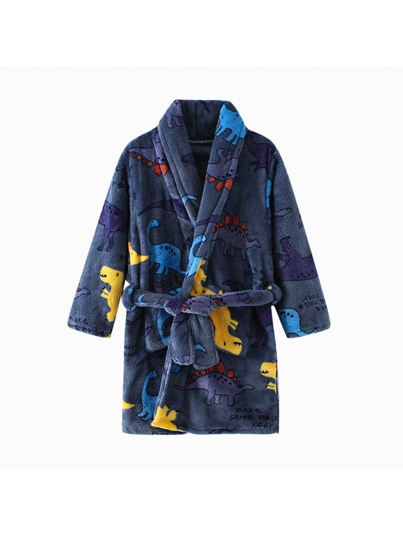 2T 3T 4T 5T-12T Toddler Pajamas Kids Little Boys Girls Cartoon Hooded Bathrobe Toddler Robe Pajamas Sleepwear(5-6 Years)