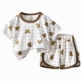 thumbnail image 1 of NIEWTR 2T 3T 4T 5T Kids Pajamas Set Toddler Short Sleeve Round Neck Tee & Soft Elastic Shorts Set Soft Airy Pajamas Gift Set Summer Sleepwear(A-Coffee,2-3 Years), 1 of 6