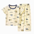 thumbnail image 1 of NIEWTR 2T 3T 4T 5T Kids Summer Clothes Girls Boys Short Sleeve Pullover & Comfy Shorts Set Soft Pajamas Loungewear for Daily and Sleep(A-Blue,12-18 Months), 1 of 5