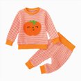 thumbnail image 1 of NIEWTR 2T-4T Toddler 2-Piece Outfits Set Girl Girl Long Sleeve Top & Elastic Long Pants Set Soft Lightweight Pajamas Loungewear for Daily(A-Orange,6-12 Months), 1 of 7