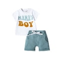 thumbnail image 1 of NIEWTR 3-4 Years 2T Boys Clothes Summer Easter OutfitsSet Short Sleeve T-shirt Top Elastic Waist Shorts Solid 2Pcs Outfits 3 6 12 18 Months 2T Clothes Summer Pjs kids,3-6 Months, 1 of 6