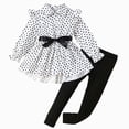 thumbnail image 1 of NIEWTR 3-4 Years Toddler Baby Girl Outfits Ruffle Long Sleeve Tops + Flare Pants Set Toddler 2Pcs Fall Winter Clothes A307-Black, 1 of 9