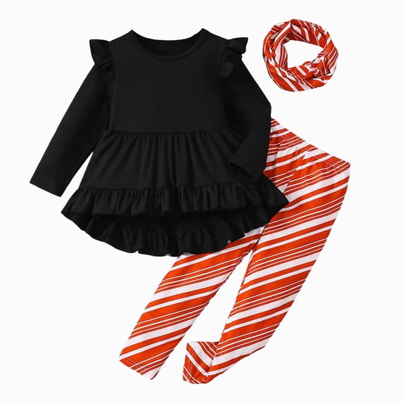 NIEWTR 3-4 Years Toddler Baby Girls Flower Outfits Shirt Pants Set Kids Fall Winter 2 Piece Clothes 0 6 12 18 24 Months 2T 3T 4T 2 PC Playwear Set A259-Orange