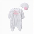 thumbnail image 1 of NIEWTR 4-6M Unisex Baby Newborn Infant Baby Girls Solid Ruffles Floral Romper Jumpsuit Hat Outfits Sets One-Piece Romper,A31-White, 1 of 9