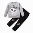 thumbnail image 1 of NIEWTR 5-6 Years Cute Toddler Baby Girls Clothes Set Long Sleeve T-Shirt and Pants Kids 2pcs Outfits A310-Grey, 1 of 9