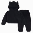 thumbnail image 1 of NIEWTR 5-6 Years Toddler Girl Clothes Ruffle Long Sleeve Baby Girl Clothes 2pcs Outfits Fall Winter Clothes A64-Black, 1 of 7